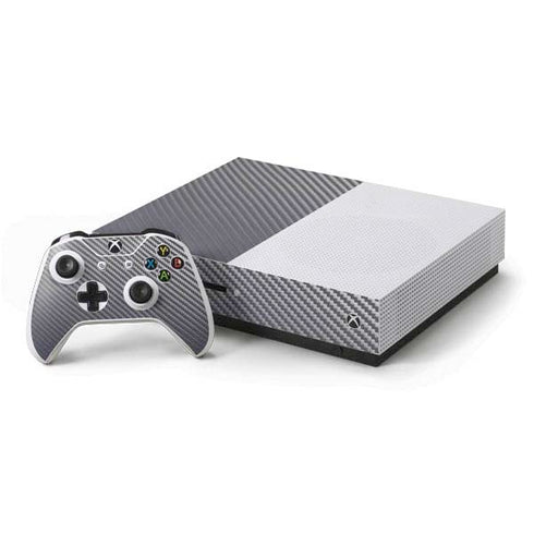 Silver Carbon Fiber Specialty Texture Material Xbox One S Console and Controller Bundle Skin