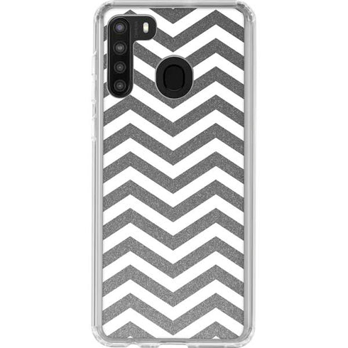 Silver Chevron Galaxy A21 Clear Case