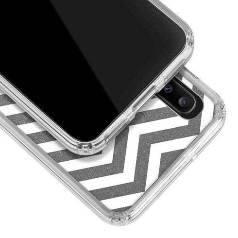 Silver Chevron Galaxy A30 Clear Case