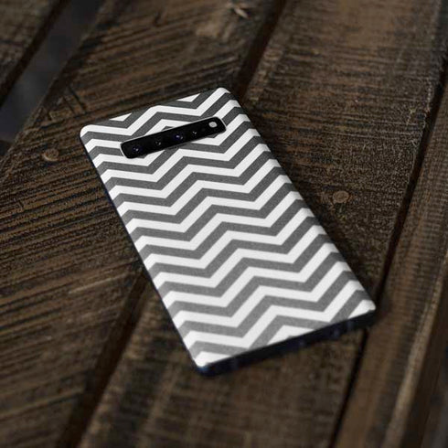 Silver Chevron Galaxy S10 Plus Skin
