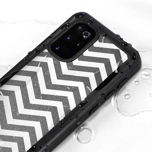 Silver Chevron Galaxy S20 Plus Waterproof Case