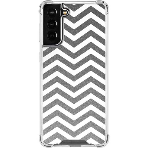 Silver Chevron Galaxy S21 FE Clear Case