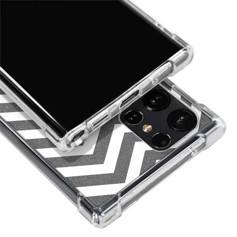 Silver Chevron Galaxy S22 Ultra Clear Case