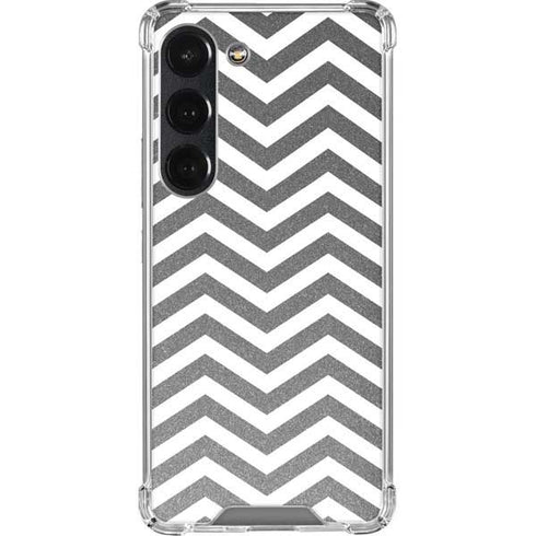 Silver Chevron Galaxy S23 Clear Case