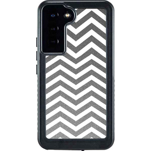 Silver Chevron Galaxy S23 Plus Waterproof Case