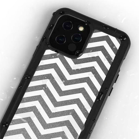 Silver Chevron iPhone 12 Pro Waterproof Case