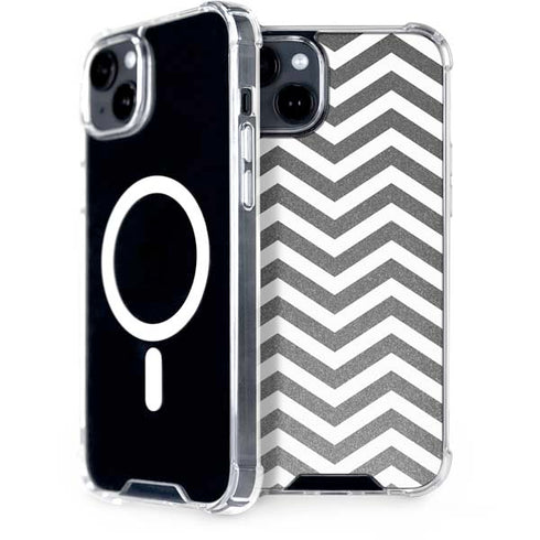 Silver Chevron iPhone 15 Plus MagSafe Case
