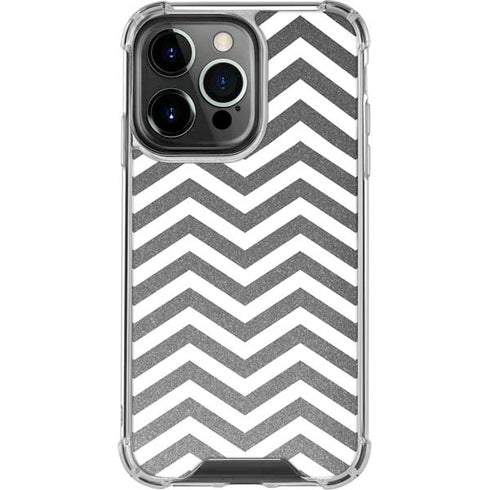 Silver Chevron iPhone 14 Pro Clear Case