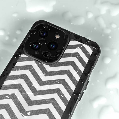 Silver Chevron iPhone 14 Pro Max Waterproof Case