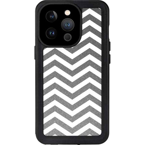 Silver Chevron iPhone 14 Pro Waterproof Case
