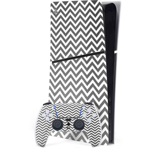Silver Chevron PS5 Slim Digital Edition Console Skin
