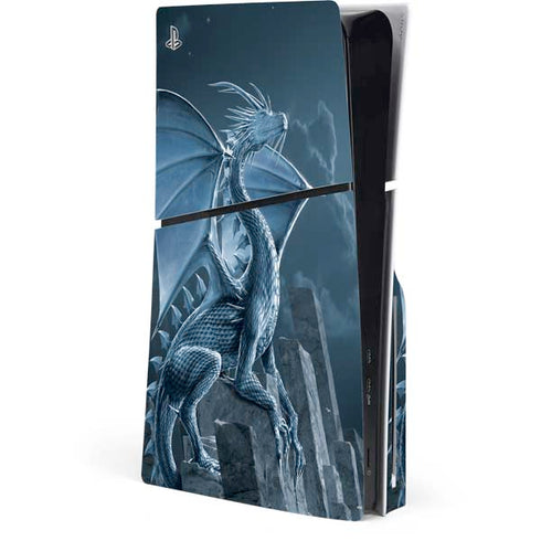 Silver Dragon by Vincent Hie PS5 Slim Disk Console Skin