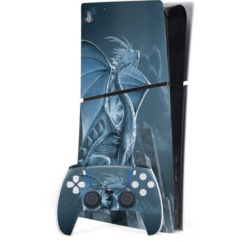 Silver Dragon by Vincent Hie PS5 Slim Digital Edition Console Skin