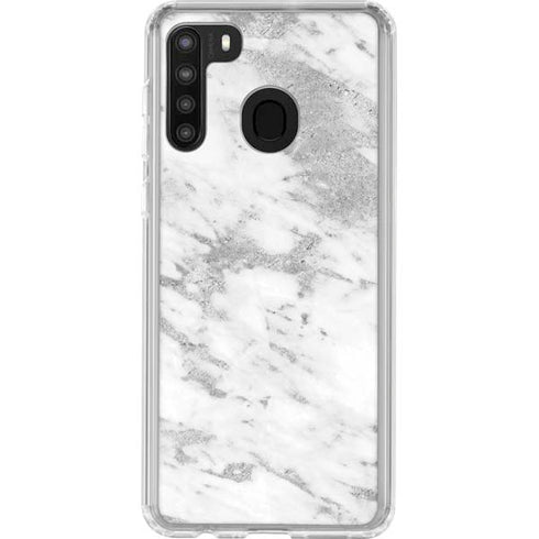 Silver Marble Galaxy A21 Clear Case