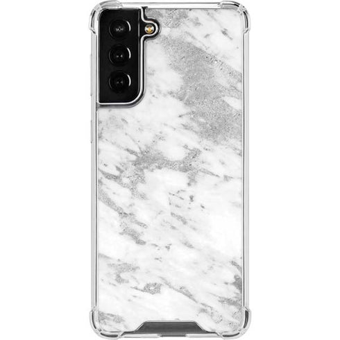 Silver Marble Galaxy S21 FE Clear Case