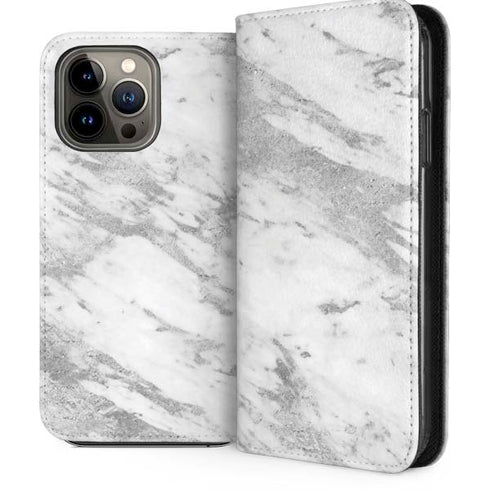 Silver Marble iPhone 13 Pro Max Folio Case