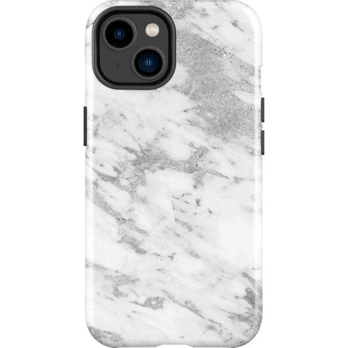 Silver Marble iPhone 14 Plus Impact Case