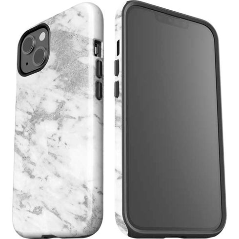 Silver Marble iPhone 15 Plus Impact Case