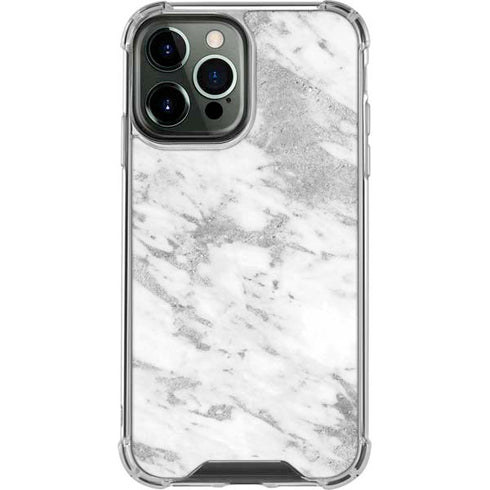 Silver Marble iPhone 15 Pro Max Clear Case