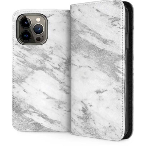Silver Marble iPhone 14 Pro Max Folio Case