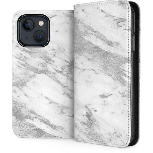 Silver Marble iPhone 15 Folio Case
