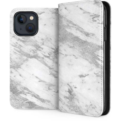 Silver Marble iPhone 15 Plus Folio Case