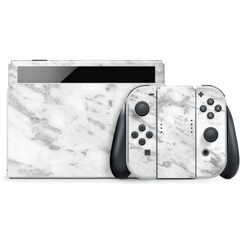 Silver Marble Nintendo Switch OLED (2021) Skin