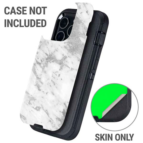 Silver Marble Otterbox Defender iPhone Skin