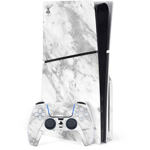 Silver Marble PS5 Slim Disk Bundle Skin