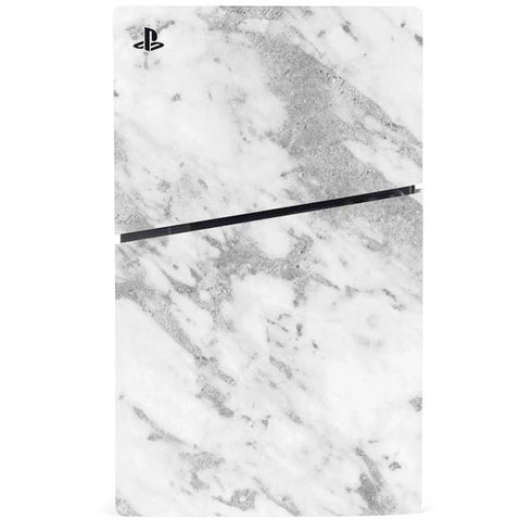 Silver Marble PS5 Slim Disk Console Skin