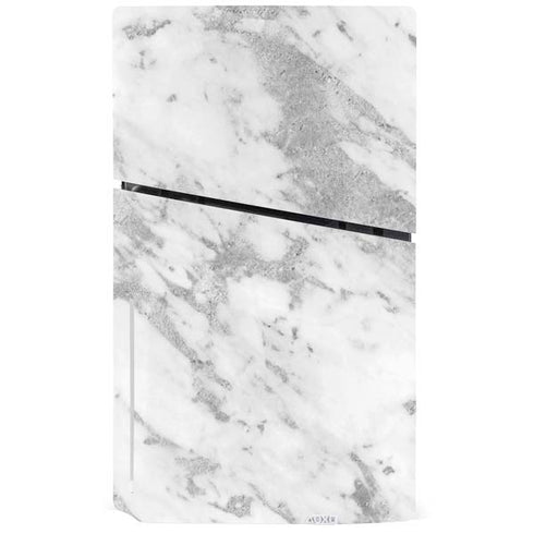 Silver Marble PS5 Slim Disk Console Skin