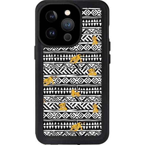 Disney The Lion King Simba Tribal Print iPhone 14 Pro Waterproof Case