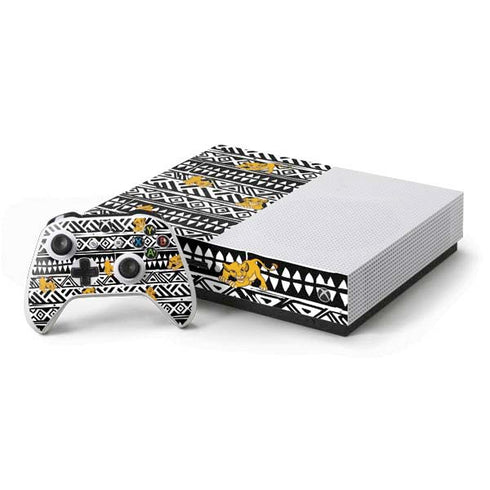 Disney The Lion King Simba Tribal Print Xbox One S Console and Controller Bundle Skin
