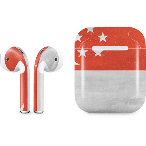 Singapore Flag Distressed Apple AirPods Skin