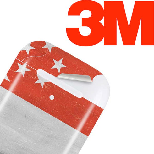 Singapore Flag Distressed Apple AirPods Skin