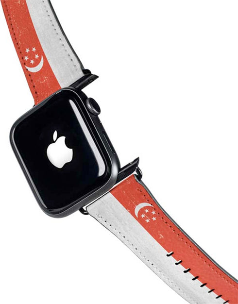 Singapore Flag Distressed Apple Watch Band 42-44mm
