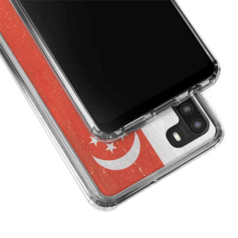 Singapore Flag Distressed Galaxy A21 Clear Case
