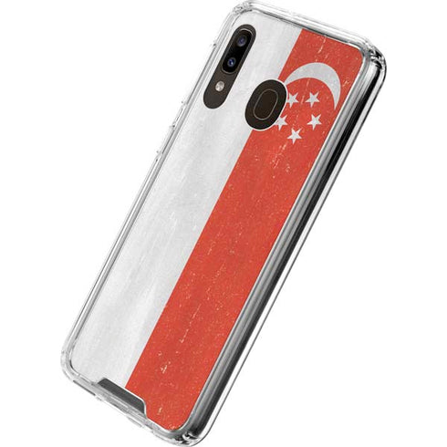 Singapore Flag Distressed Galaxy A30 Clear Case