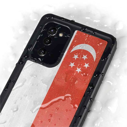 Singapore Flag Distressed Galaxy Note20 5G Waterproof Case