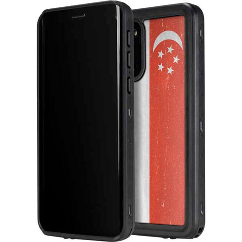 Singapore Flag Distressed Galaxy S20 Plus Waterproof Case