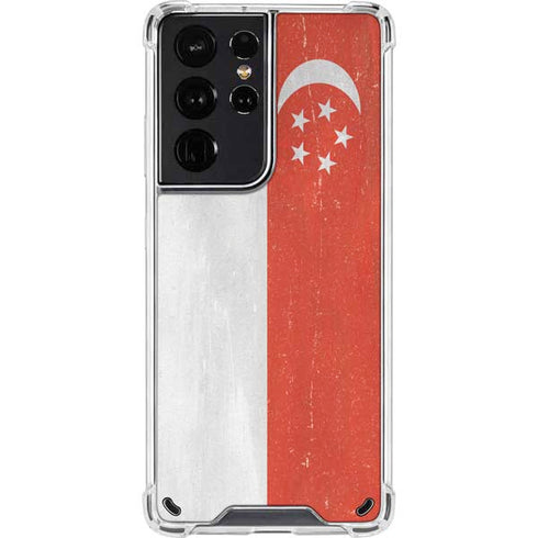 Singapore Flag Distressed Galaxy S21 Ultra 5G Clear Case