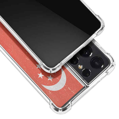 Singapore Flag Distressed Galaxy S21 Ultra 5G Clear Case