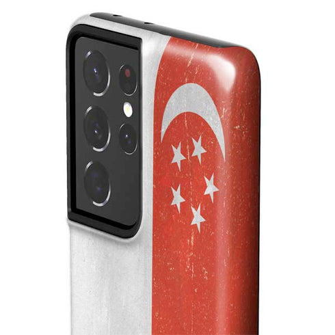 Singapore Flag Distressed Galaxy S21 Ultra 5G Pro Case
