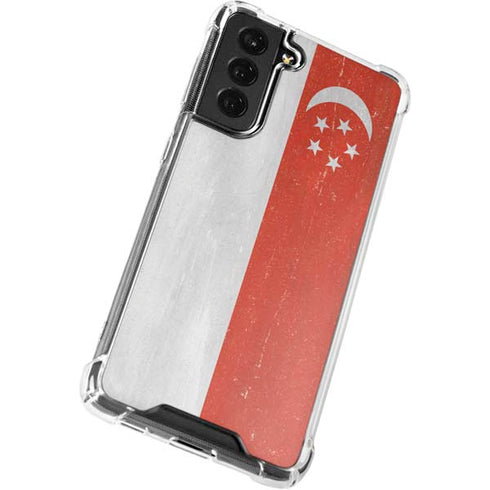 Singapore Flag Distressed Galaxy S22 Plus Clear Case
