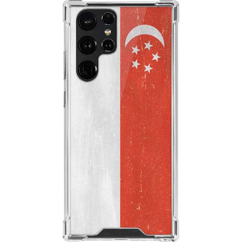 Singapore Flag Distressed Galaxy S22 Ultra Clear Case