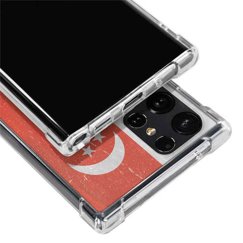 Singapore Flag Distressed Galaxy S22 Ultra Clear Case