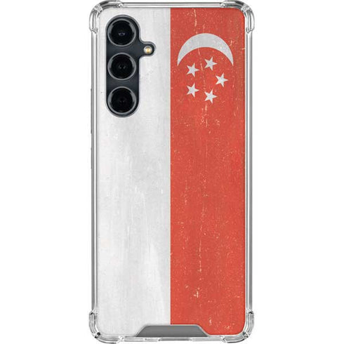 Singapore Flag Distressed Galaxy S23 FE Clear Case