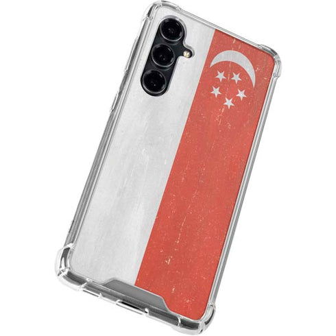 Singapore Flag Distressed Galaxy S23 FE Clear Case