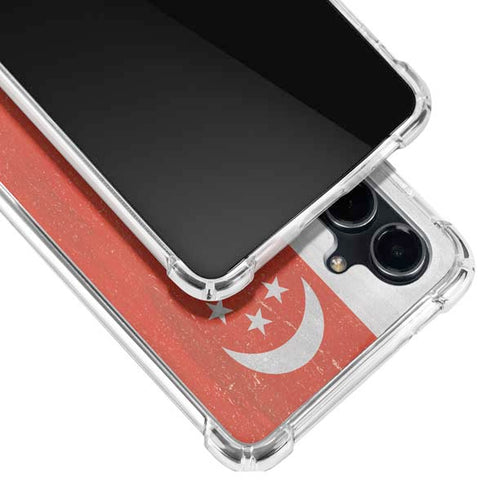 Singapore Flag Distressed Galaxy S23 FE Clear Case