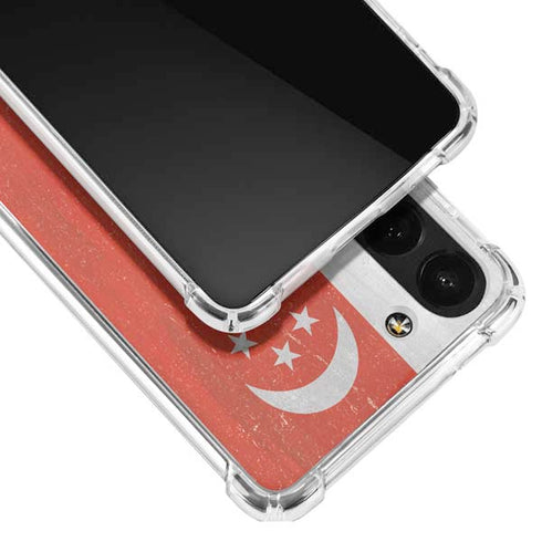 Singapore Flag Distressed Galaxy S23 Plus Clear Case